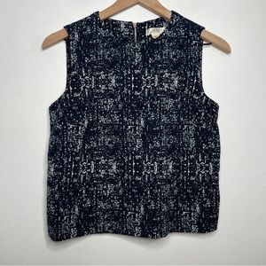 Kenar Blue & White Abstract Sleeveless Crop Top Size Small